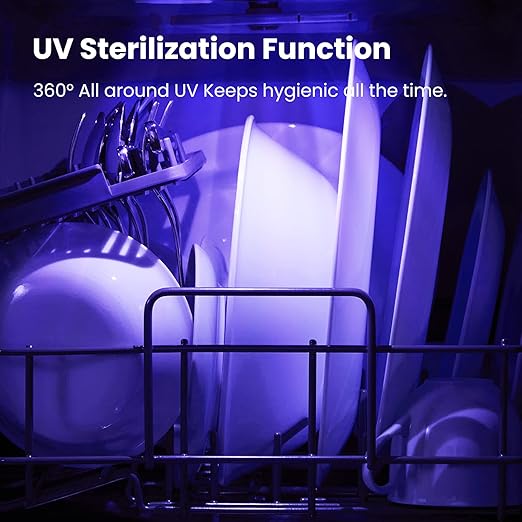 Countertop Portable Dishwasher:6L Tank, 7 Programs, UV Hygiene, Auto Door Open (White) - For Apartments/Dorms/RVs