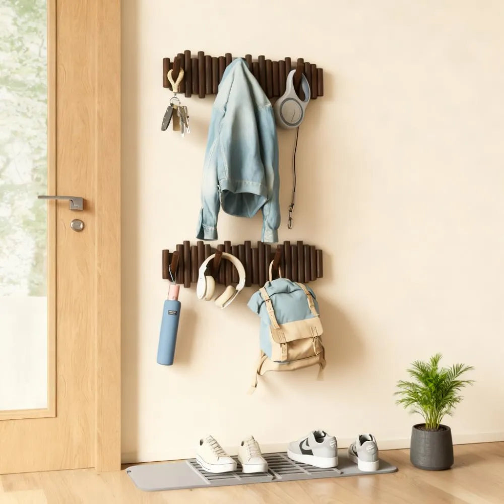 8-Hook Beveled Pine Wall Mount
