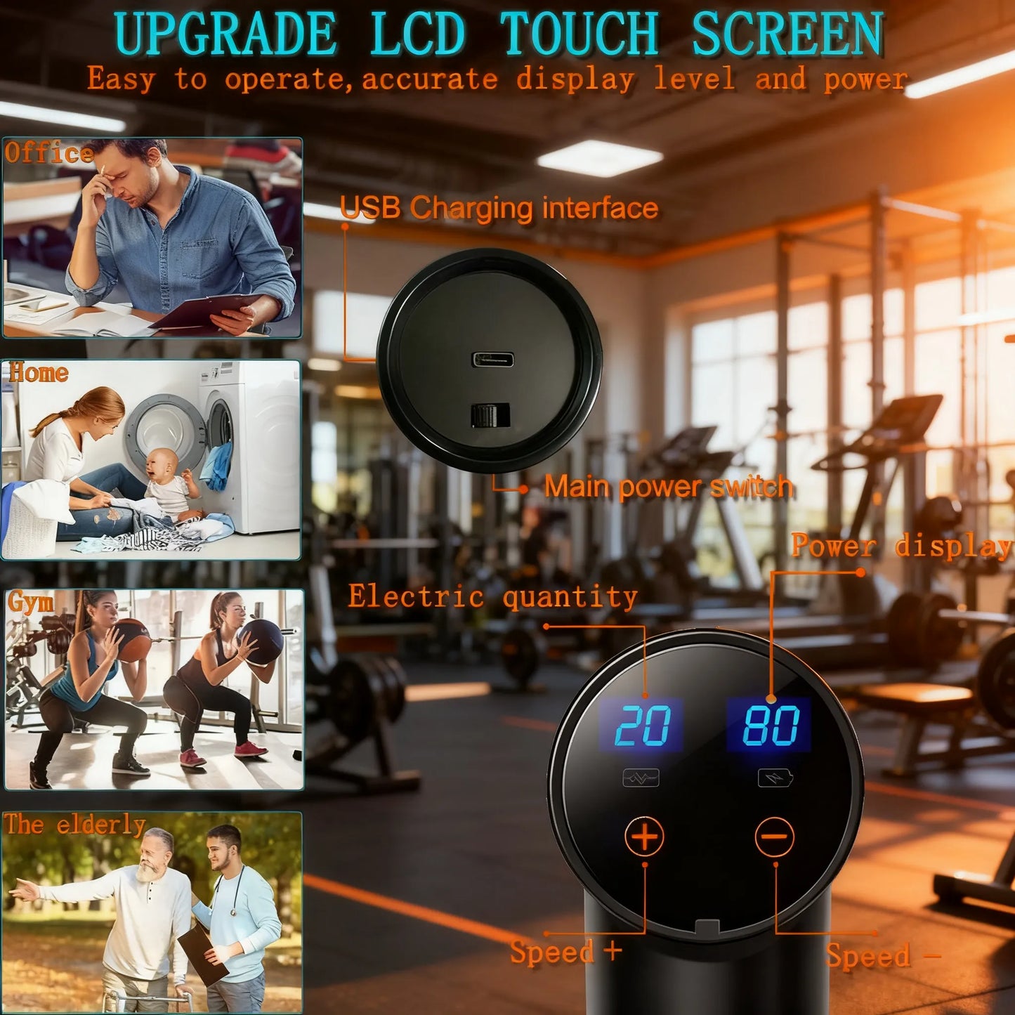 [Housify]™ Deep Tissue Massager, 8 Heads & 20 Speeds for Muscle Relief