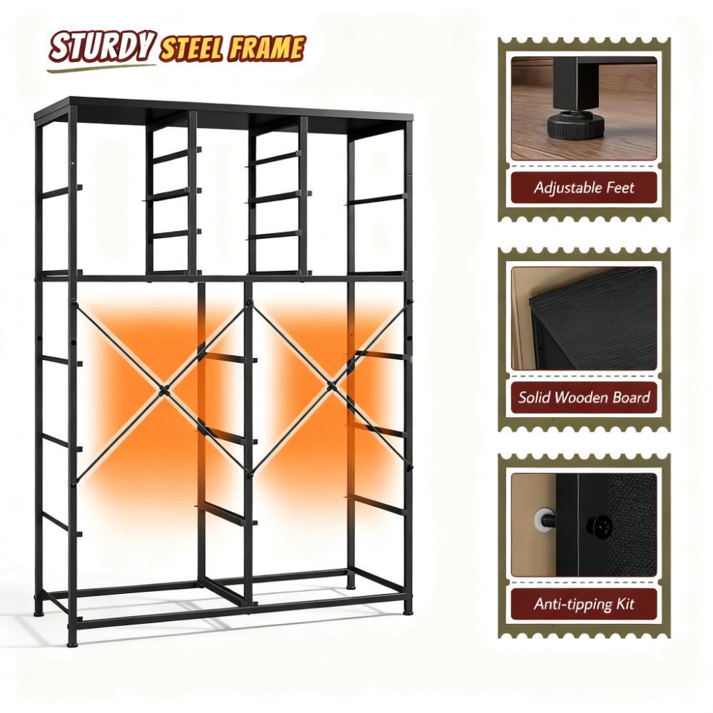 16-Drawer Tall Fabric Dresser - Wood Top & Metal Frame, Spacious Storage for Bedroom & More