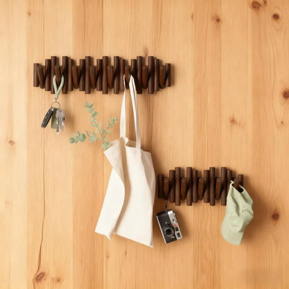 8-Hook Beveled Pine Wall Mount