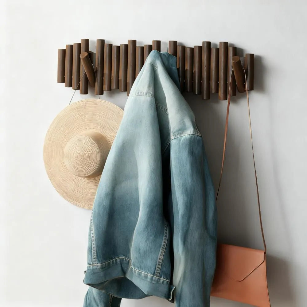 8-Hook Beveled Pine Wall Mount