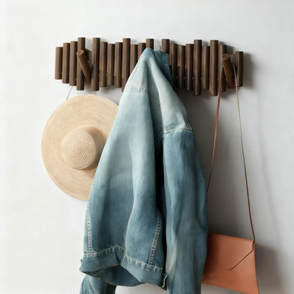 8-Hook Beveled Pine Wall Mount