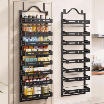 Modern 8-Layer Door Spice Rack - 20lb Arc-Shaped Storage, Hangs on Wall/Door for Kitchen/Pantry