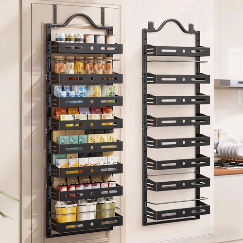 Modern 8-Layer Door Spice Rack - 20lb Arc-Shaped Storage, Hangs on Wall/Door for Kitchen/Pantry