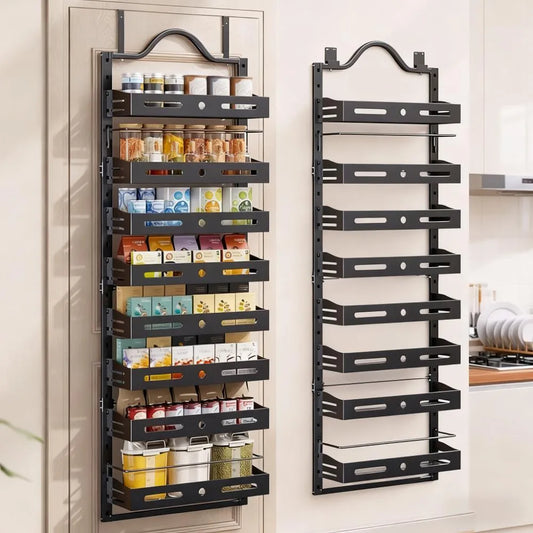 Modern 8-Layer Door Spice Rack - 20lb Arc-Shaped Storage, Hangs on Wall/Door for Kitchen/Pantry
