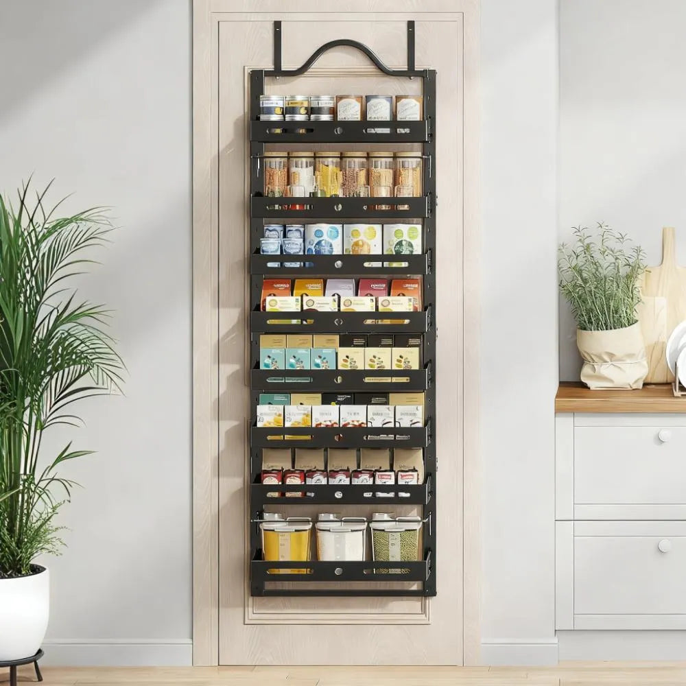 Modern 8-Layer Door Spice Rack - 20lb Arc-Shaped Storage, Hangs on Wall/Door for Kitchen/Pantry